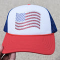 Rhinestone American Flag Trucker Hat