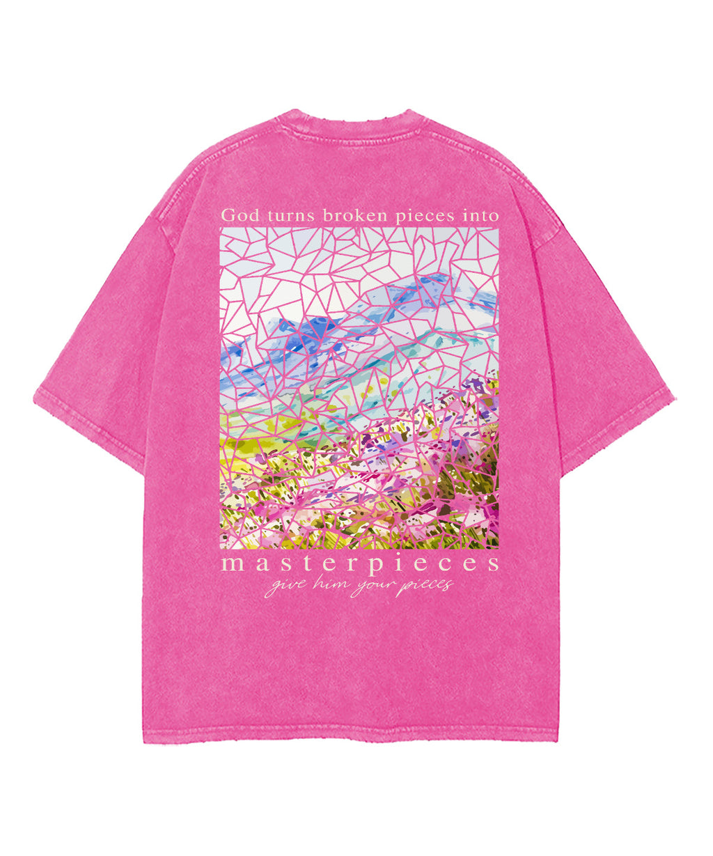 God Turns Broken Pieces Masterpieces Double Sided Washed Christian T-Shirts, Hoodie, Sweatshirt