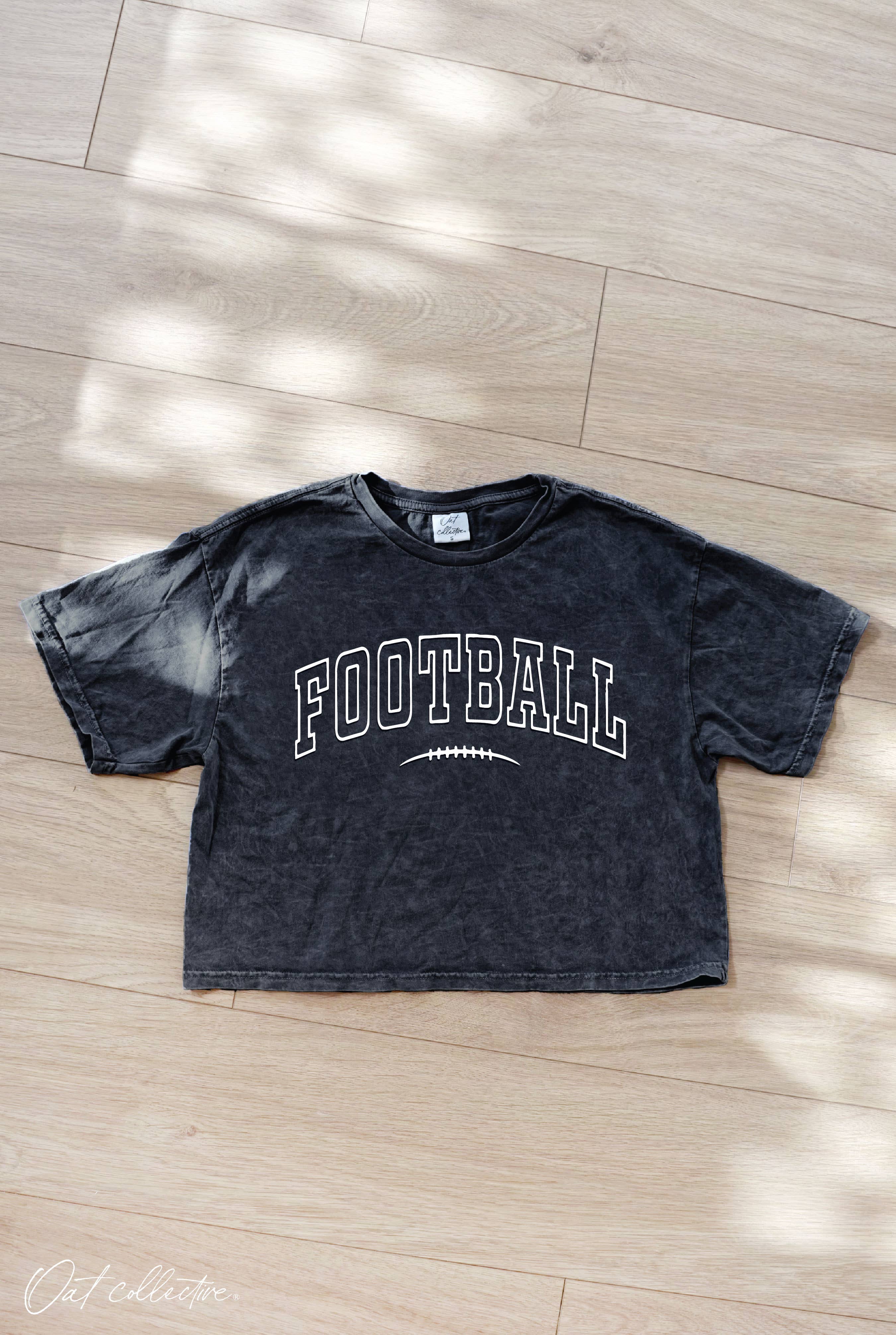Football Puff  Cropped Mineral Graphic Top