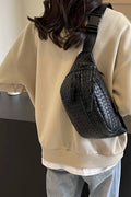,,,....SI-26485 Vegan Leather Woven Atlas Crossbody Bum Bag