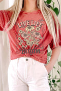 Live Life Bloom Mineral Graphic Long Crop Top