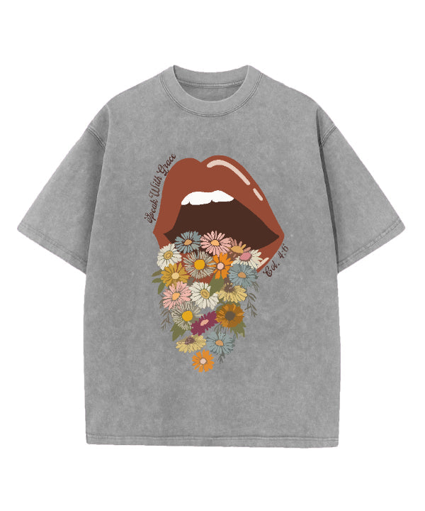 Speak with Grace Retro Washed Christian T-shirt Hoodie, Sweatshirt | CiraTrend.com (Image 4)