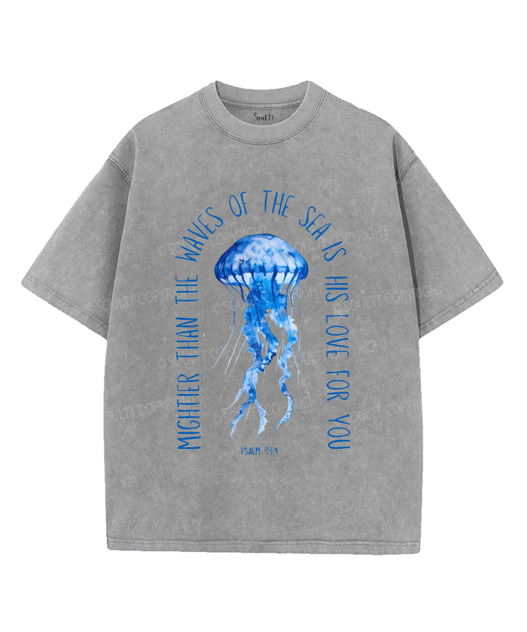 Mightier Than The Waves Unisex Washed Christian T-shirt Hoodie, Sweatshirt | CiraTrend.com (Image 2)