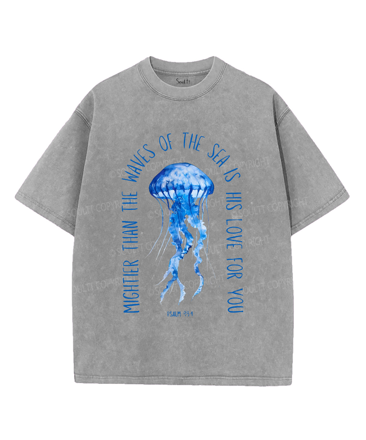 Mightier Than The Waves Unisex Washed Christian T-shirt Hoodie, Sweatshirt | CiraTrend.com (Image 2)