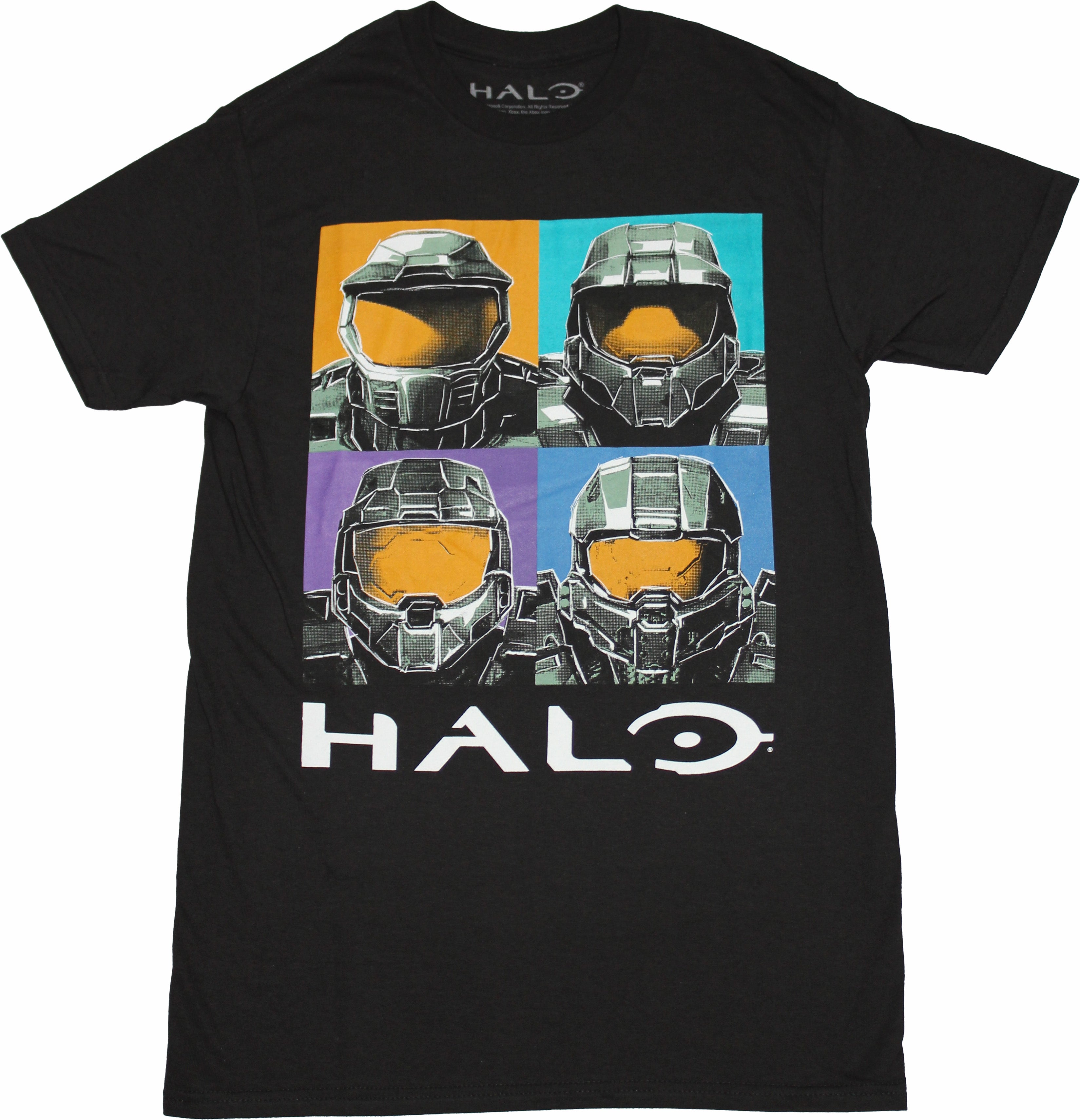 Halo Mens T-Shirt - Colorful 4 Box Master Chief Helmet Image Hoodie, Sweatshirt | CiraTrend.com