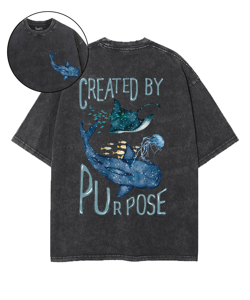 Created By Purpose Double Sided Unisex Washed Christian T-shirt Hoodie, Sweatshirt | CiraTrend.com (Image 1)