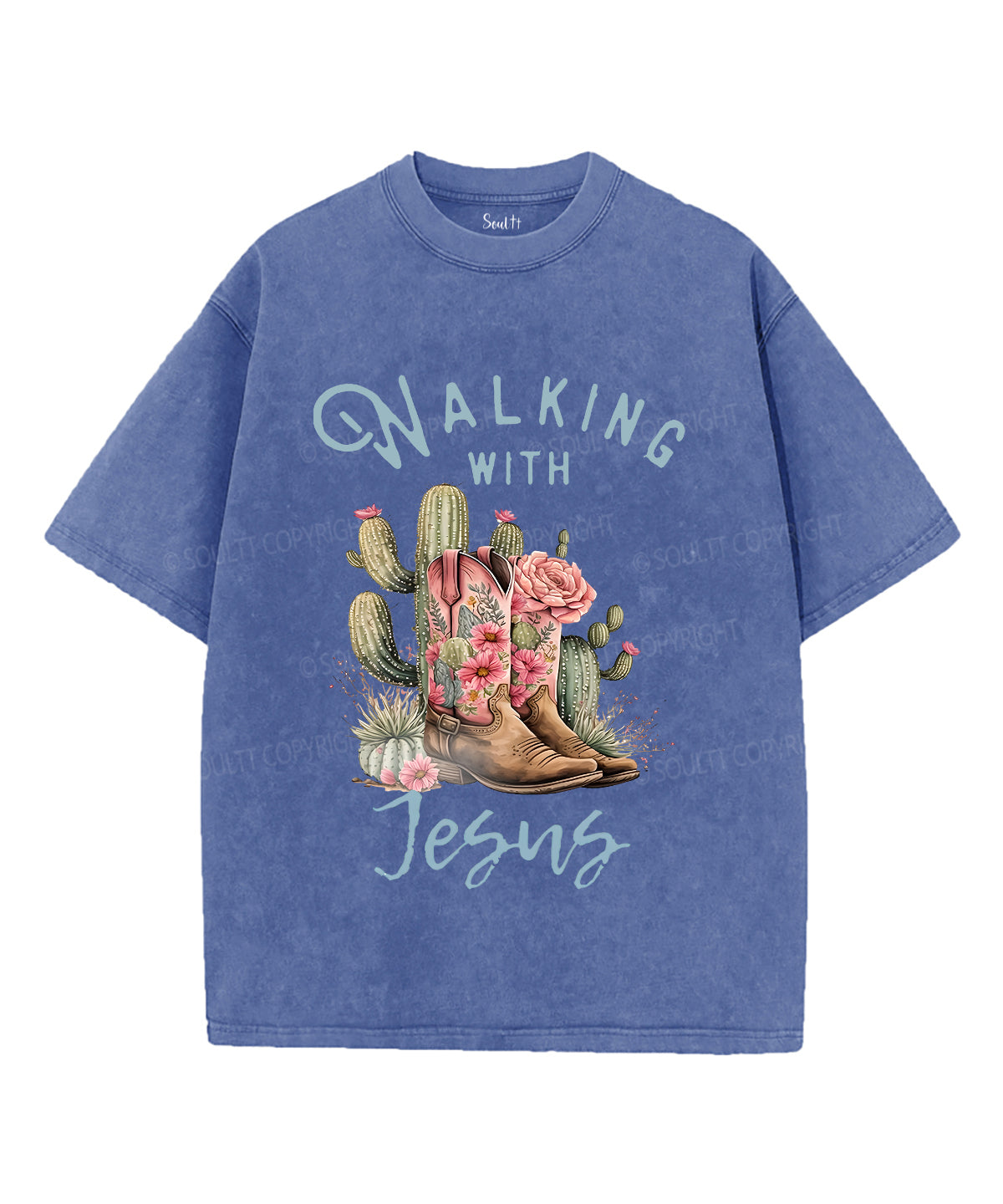 Walking With Jesus Unisex Washed Christian T-shirt Hoodie, Sweatshirt | CiraTrend.com (Image 3)