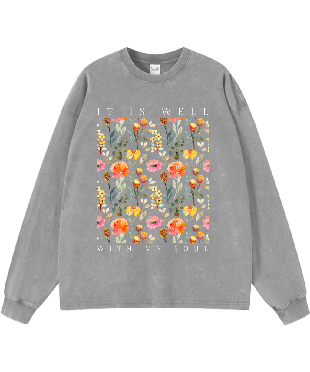It Is Well With My Soul Washed Christian Long-sleeve T-shirt Hoodie, Sweatshirt | CiraTrend.com (Image 2)