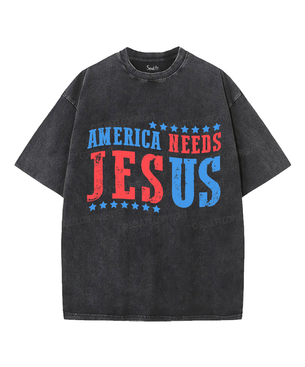 America Needs Jesus Unisex Washed Christian T-shirt Style001 Hoodie, Sweatshirt | CiraTrend.com (Image 2)