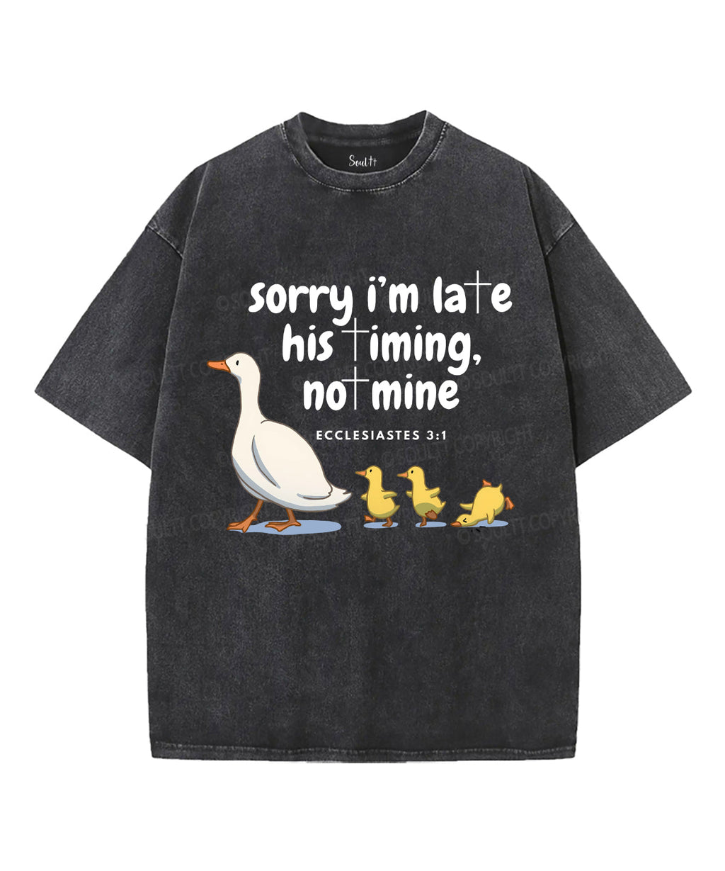 Sorry I'm Late Unisex Washed Christian T-shirt Hoodie, Sweatshirt | CiraTrend.com (Image 1)