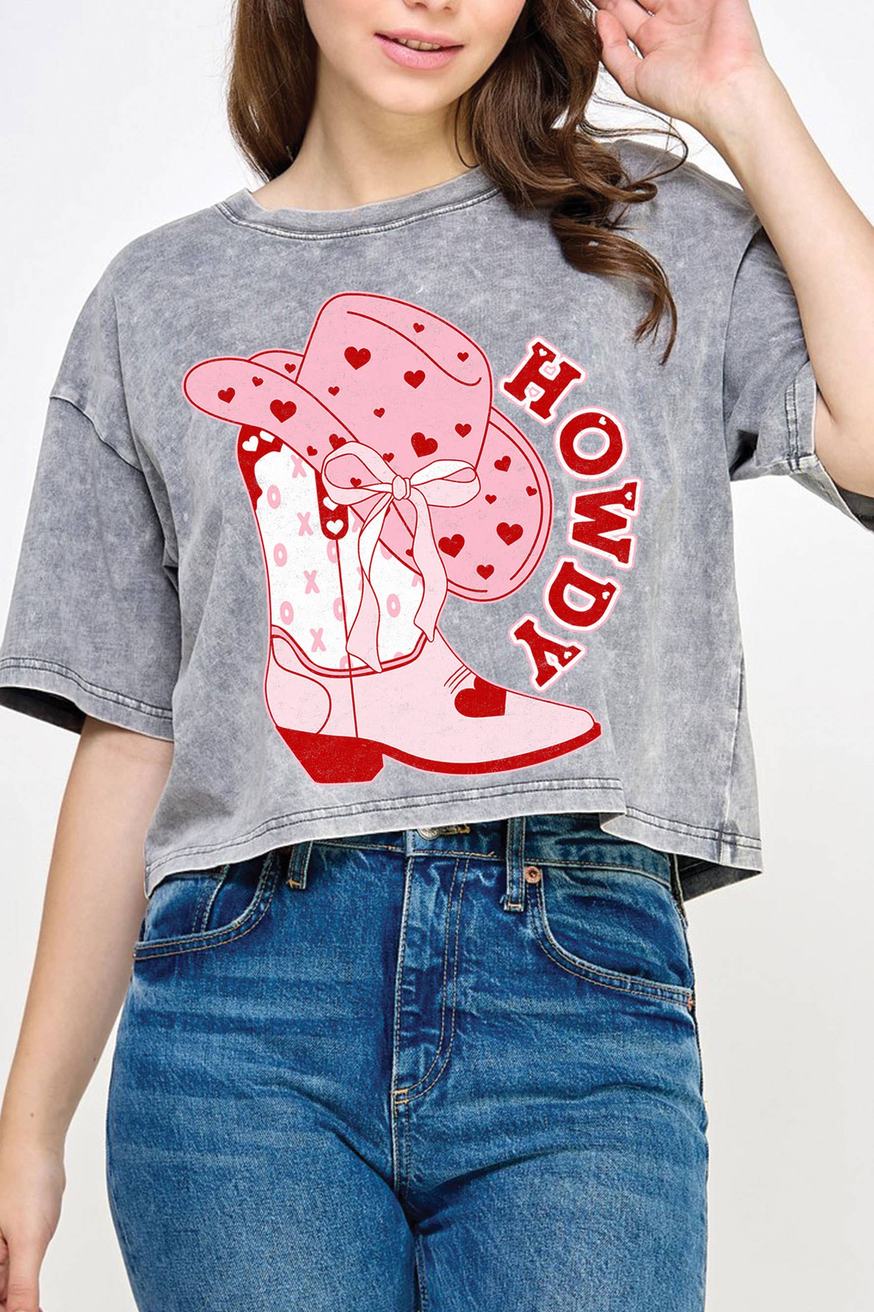Howdy Xoxo Boots Mineral Long Crop Top