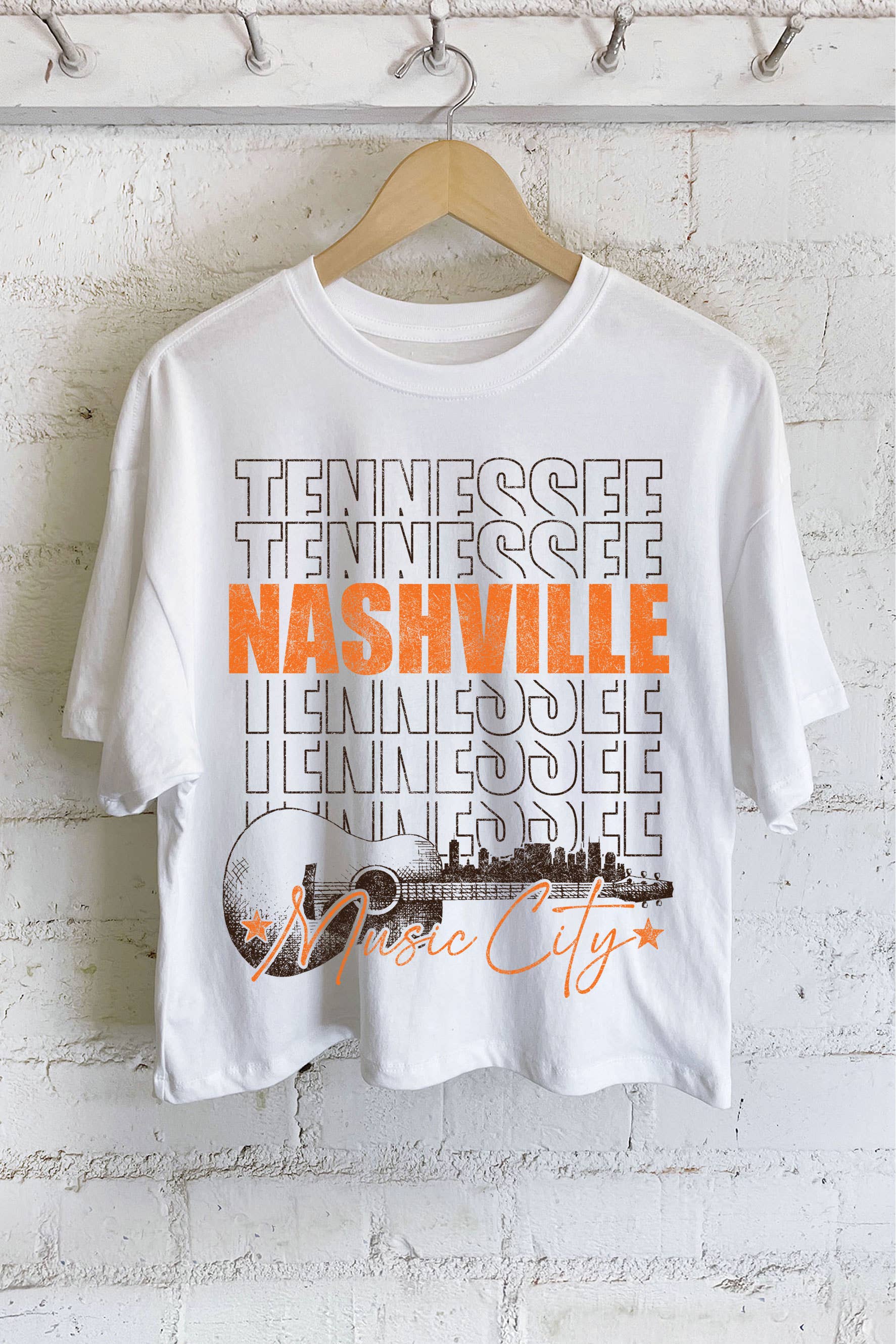 Tennessee Nashville Guitar Graphic Long Crop Top