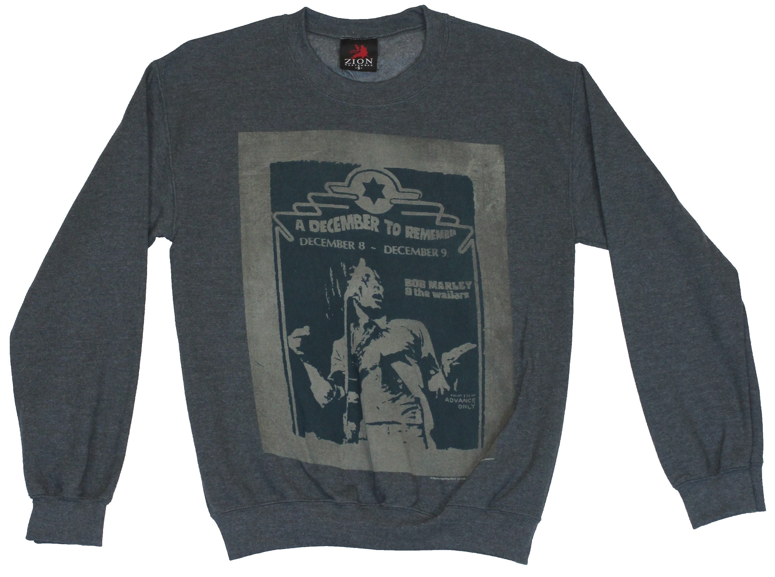 Bob Marley Crew Neck Sweatshirt -  "December To Remember" Woodcut Style Image T-Shirts, Hoodie | CiraTrend.com