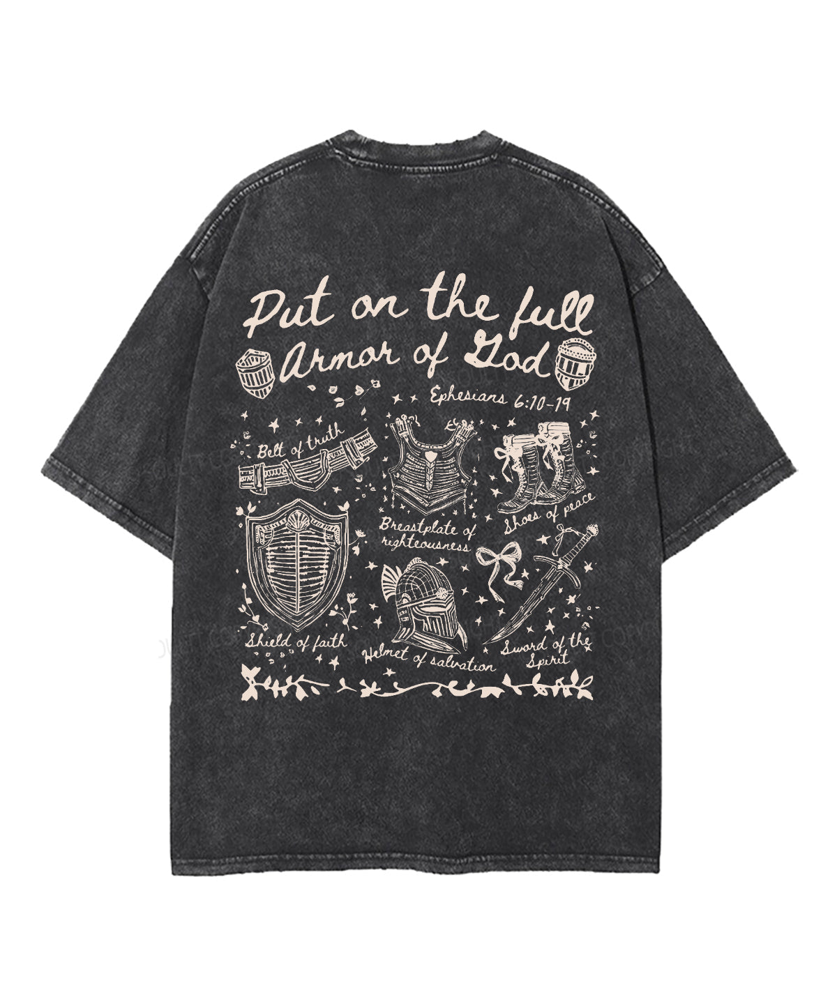 Armor of God Double Sided Unisex Washed Christian T-shirt Hoodie, Sweatshirt | CiraTrend.com (Image 2)