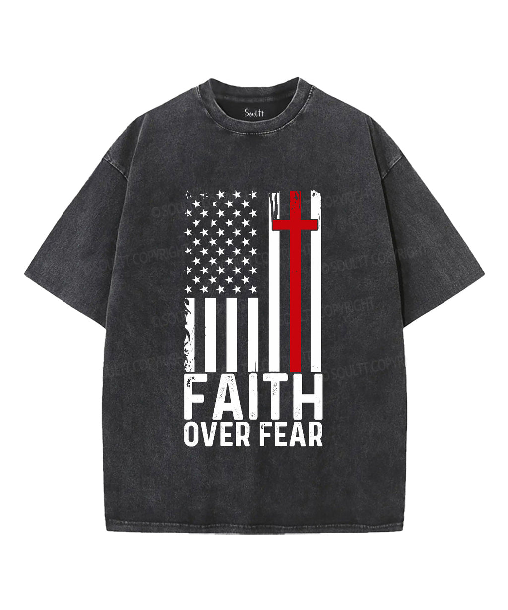 Faith Over Fear Unisex Washed Christian T-shirt Style003 Hoodie, Sweatshirt | CiraTrend.com (Image 1)