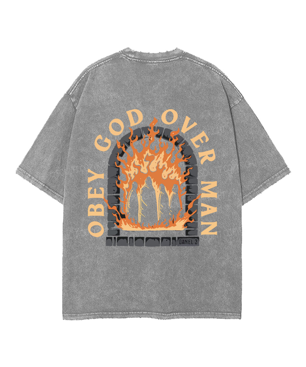 Obey God Over Man Double Sided Unisex Washed Christian T-shirt Hoodie, Sweatshirt | CiraTrend.com (Image 5)