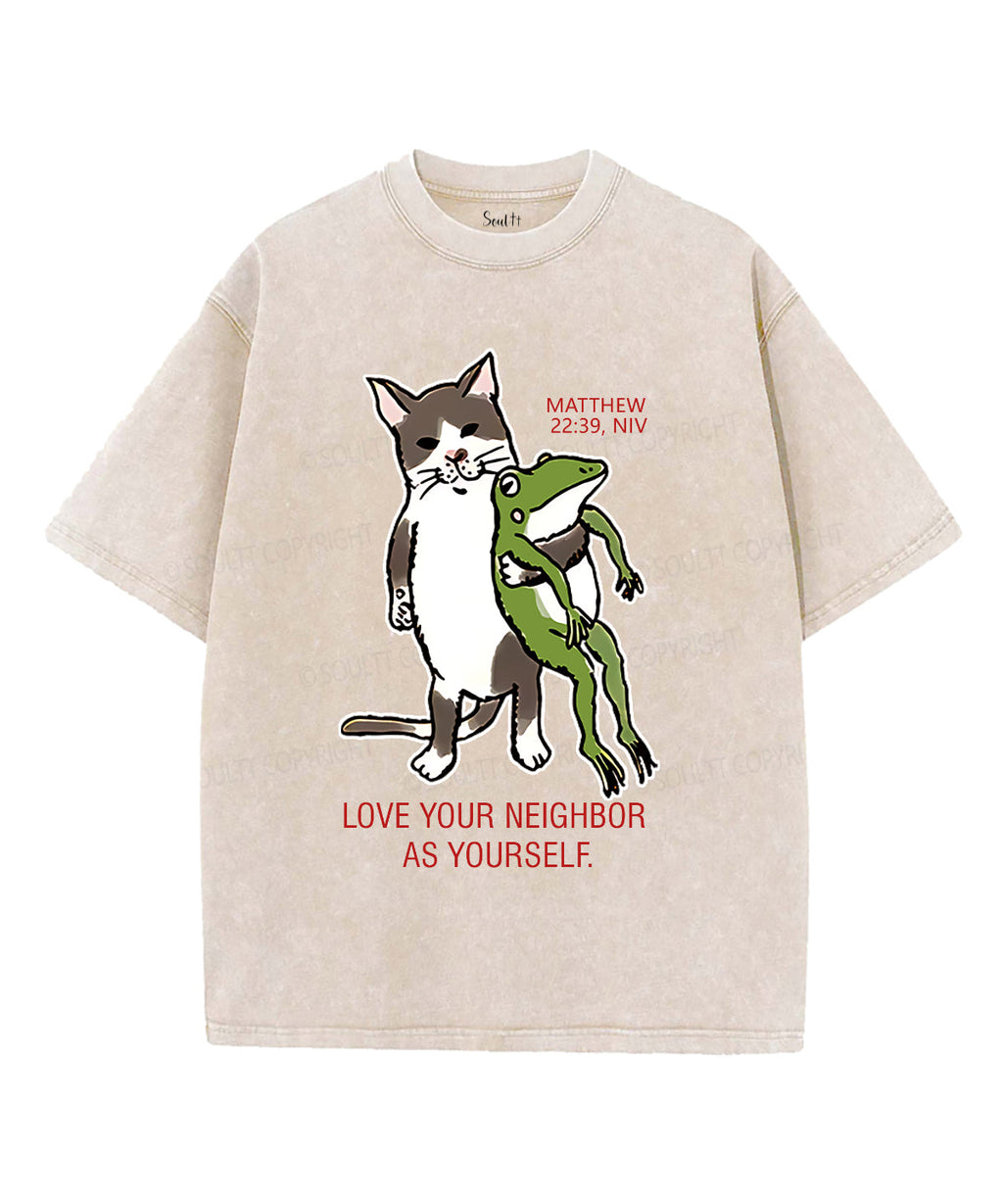 Love Your Neighbor Unisex Washed Christian T-shirt Hoodie, Sweatshirt | CiraTrend.com (Image 4)