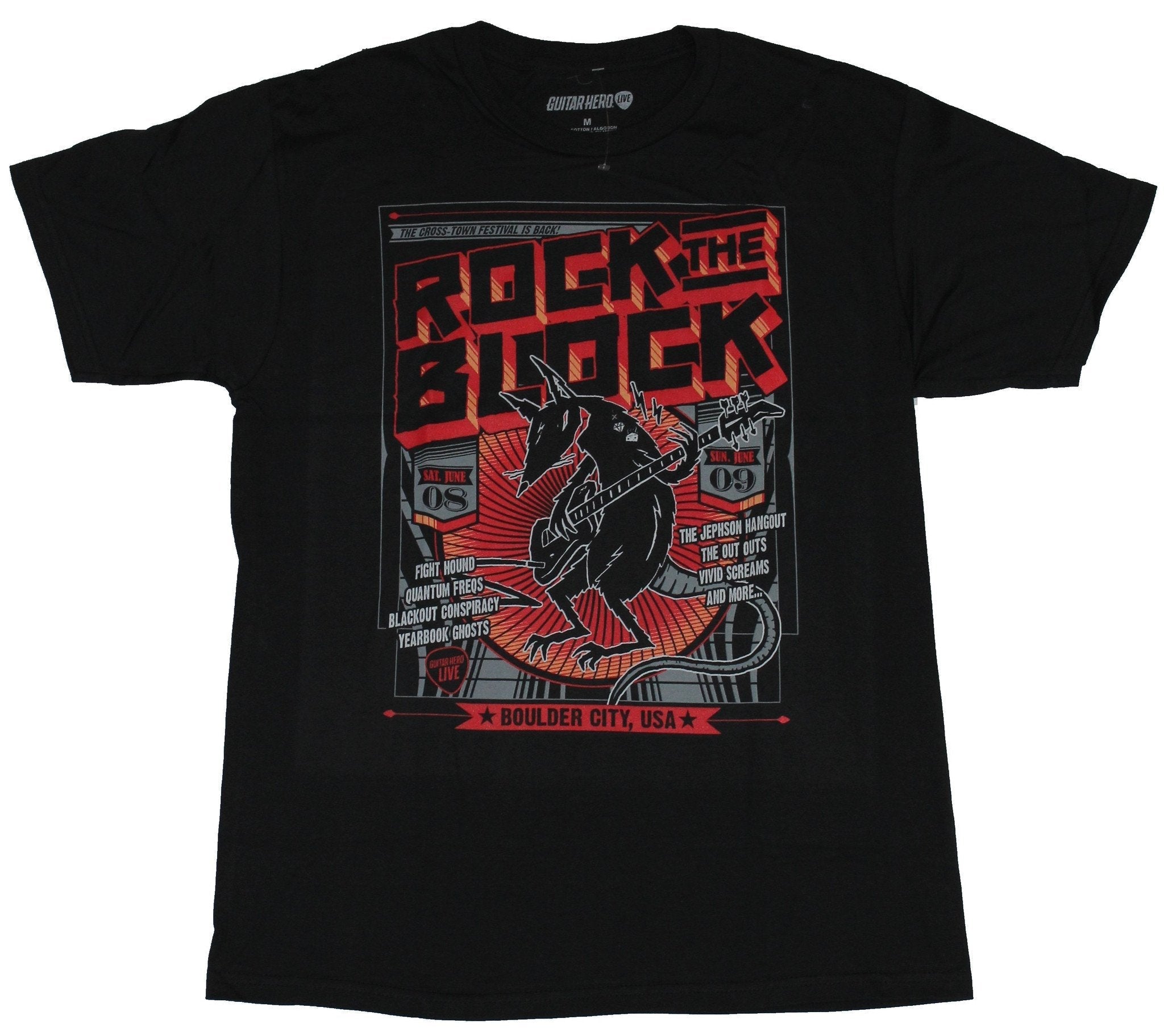 Guitar Hero Live Mens T-Shirt - Rock the Block Rocking Rat Boulder City USA Hoodie, Sweatshirt | CiraTrend.com