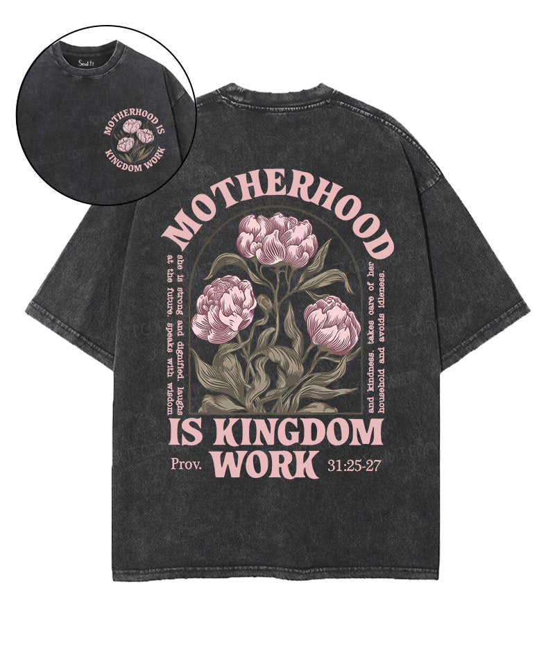 Motherhood Is Kingdom Work Double Sided Unisex Washed Christian T-shirt Style006 Hoodie, Sweatshirt | CiraTrend.com (Image 1)