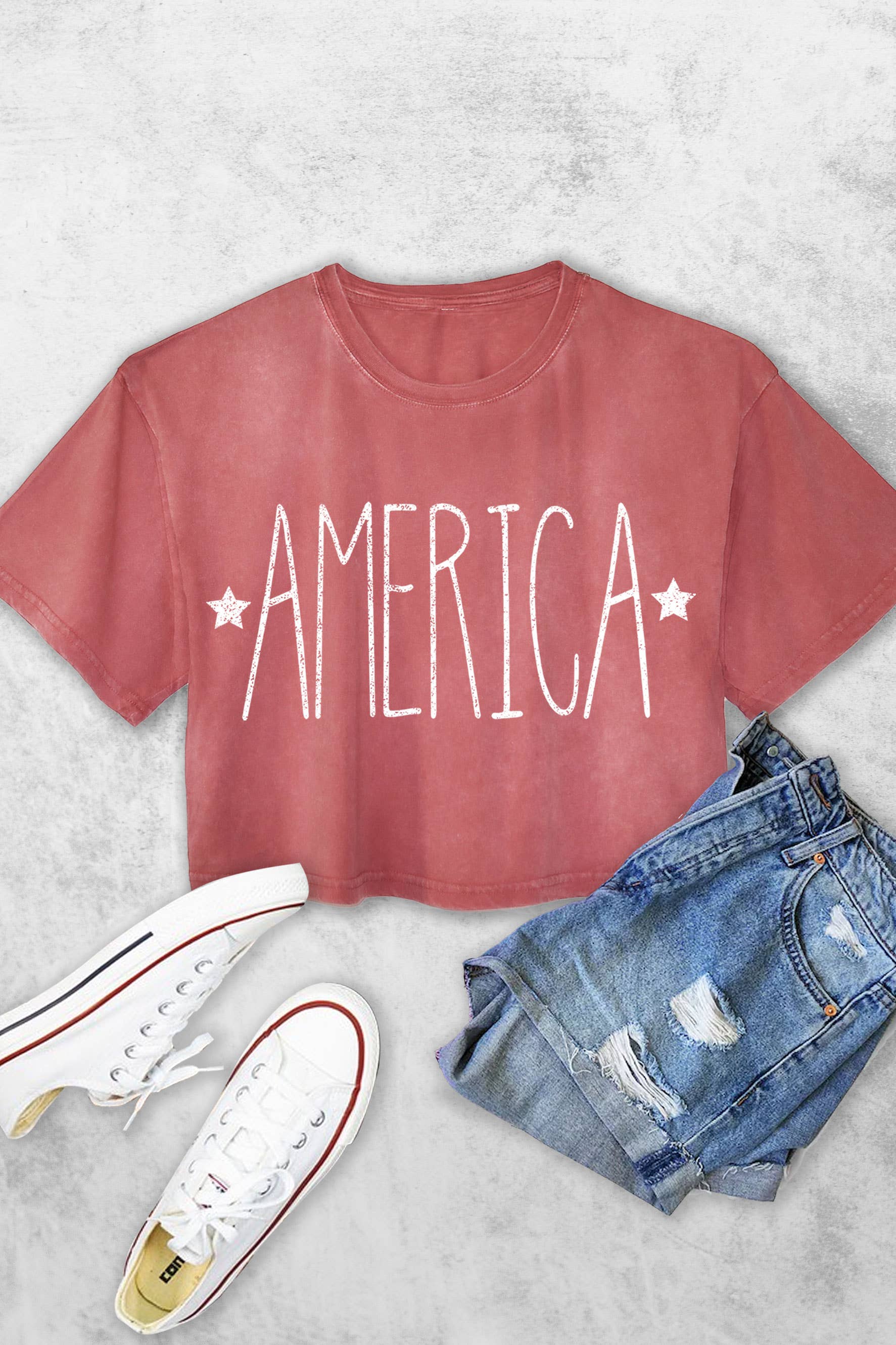 America Stars Women's Vintage Graphic Crop Top