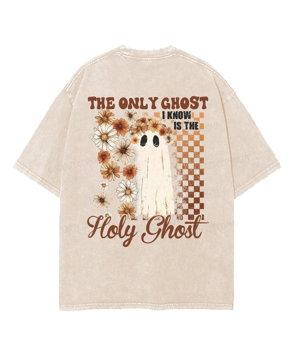 The Only Ghost I Know Is The Holy Ghost Double Sided Unisex Washed Christian T-shirt Hoodie, Sweatshirt (Image 2)