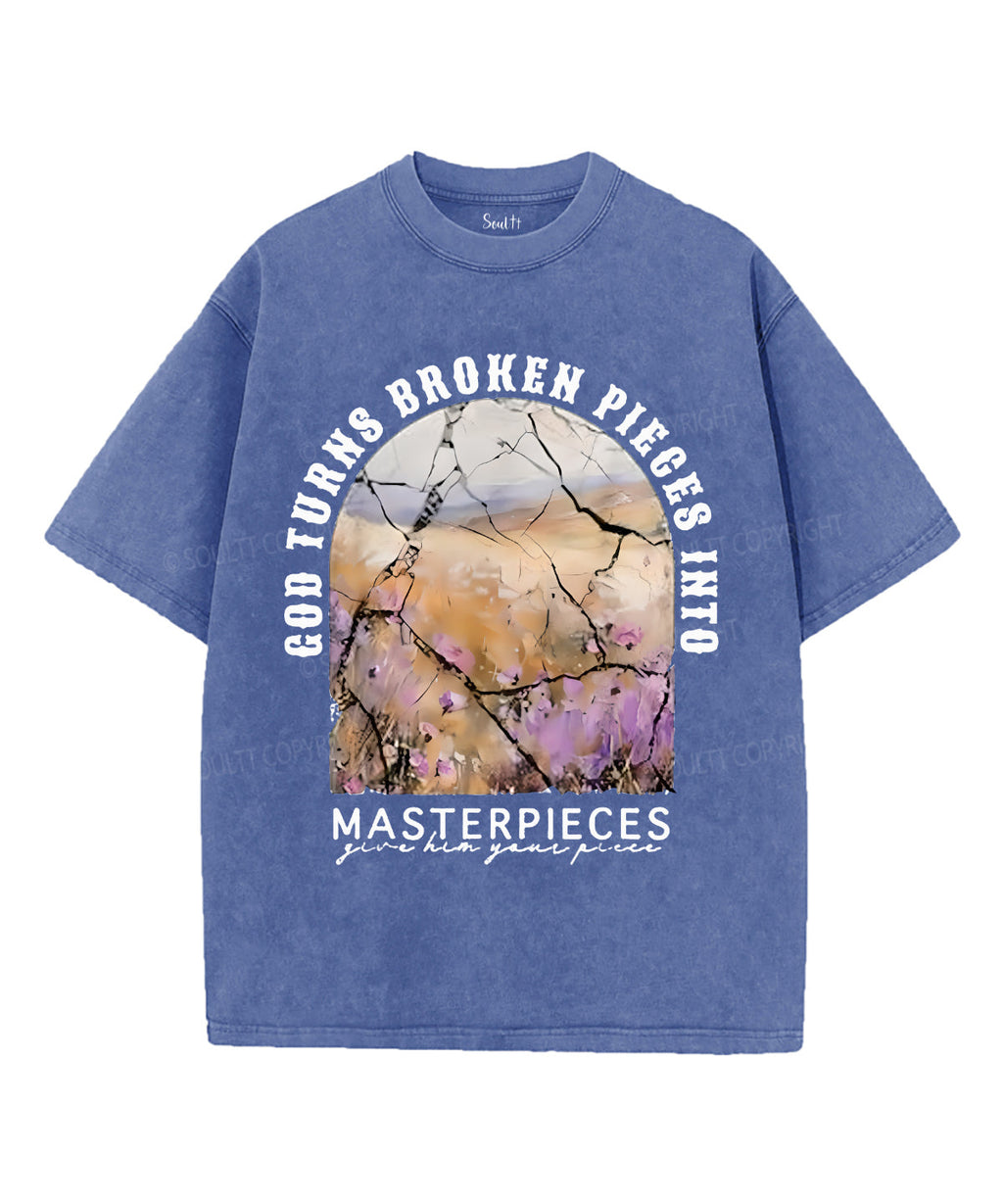 God Turns Broken Pieces Into Masterpieces Unisex Washed Christian T-shirt Hoodie, Sweatshirt | CiraTrend.com (Image 3)