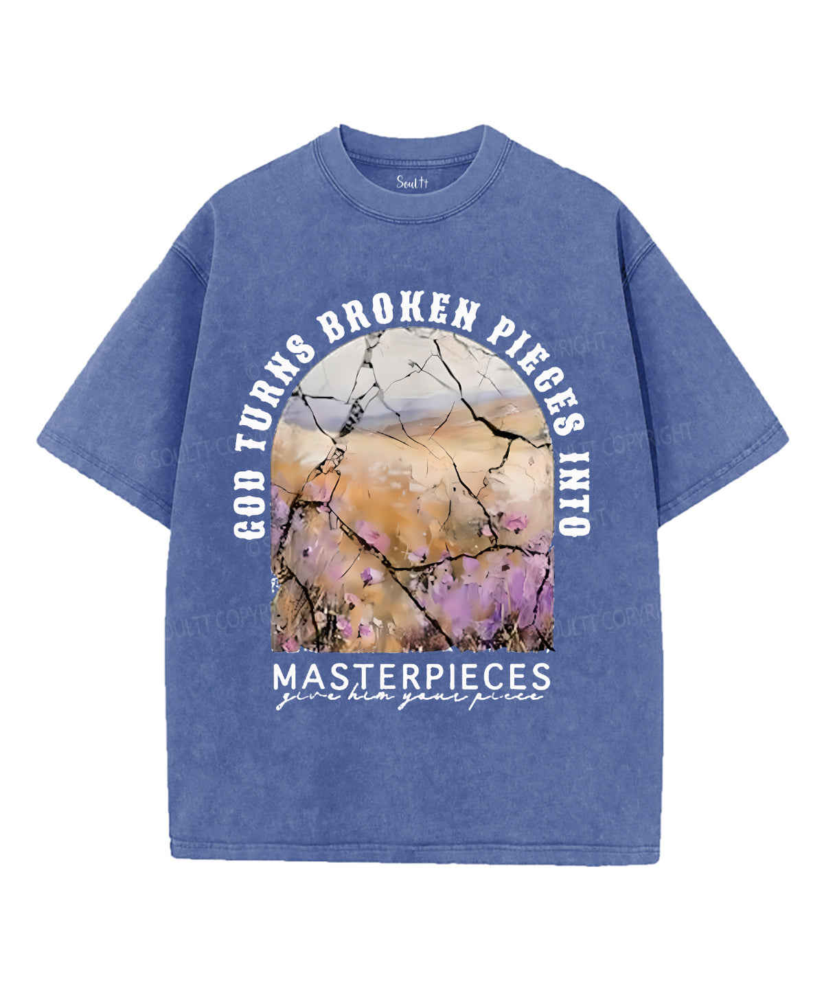 God Turns Broken Pieces Into Masterpieces Unisex Washed Christian T-shirt Hoodie, Sweatshirt | CiraTrend.com (Image 3)