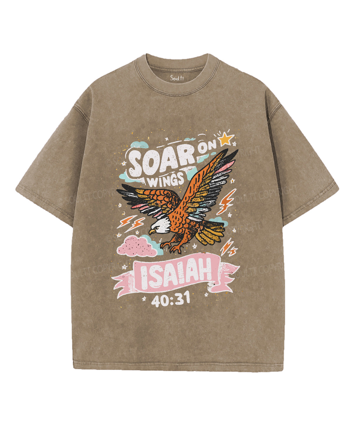 Soar on Wings Unisex Washed Christian T-shirt Hoodie, Sweatshirt | CiraTrend.com (Image 3)