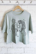 Sun and Moon Tiger Graphic Long Crop Top