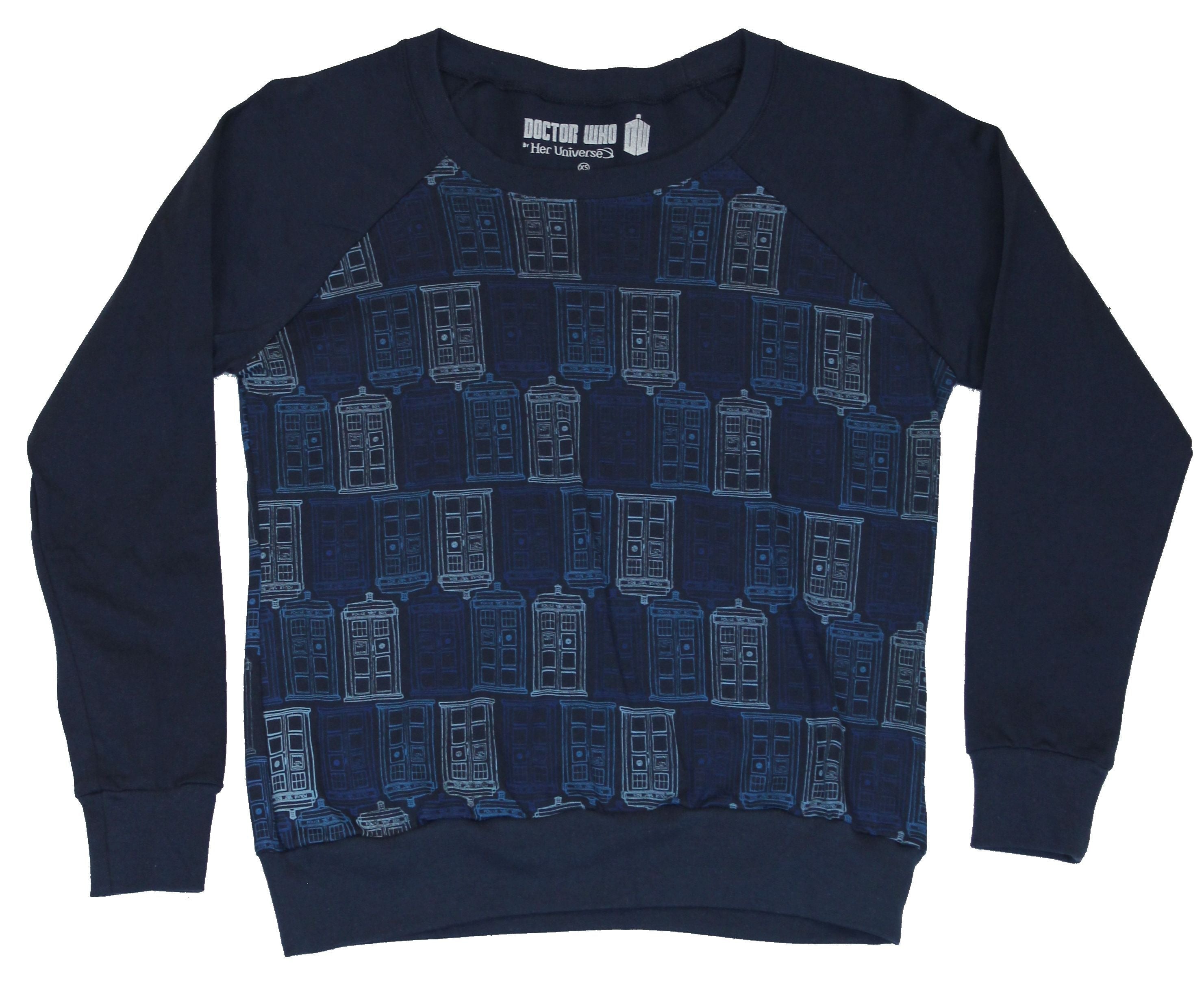 Doctor Who Girls Juniors Light Sweatshirt -  Tardis Line Print Pattern Allover T-Shirts, Hoodie | CiraTrend.com