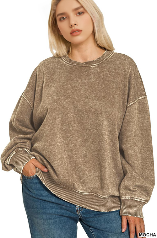 .Plus Washed Oversized Fleece Pullover