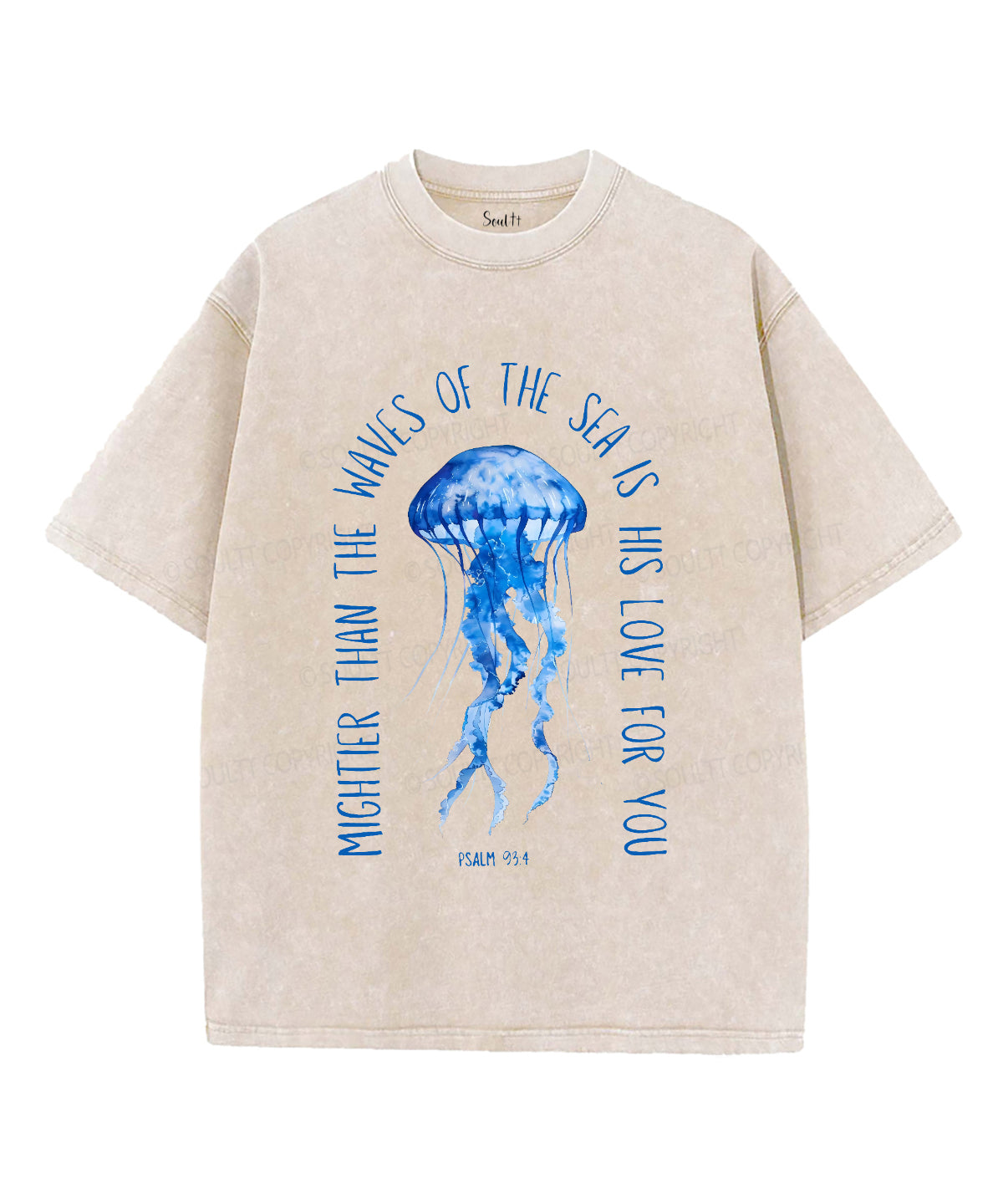 Mightier Than The Waves Unisex Washed Christian T-shirt Hoodie, Sweatshirt | CiraTrend.com (Image 4)