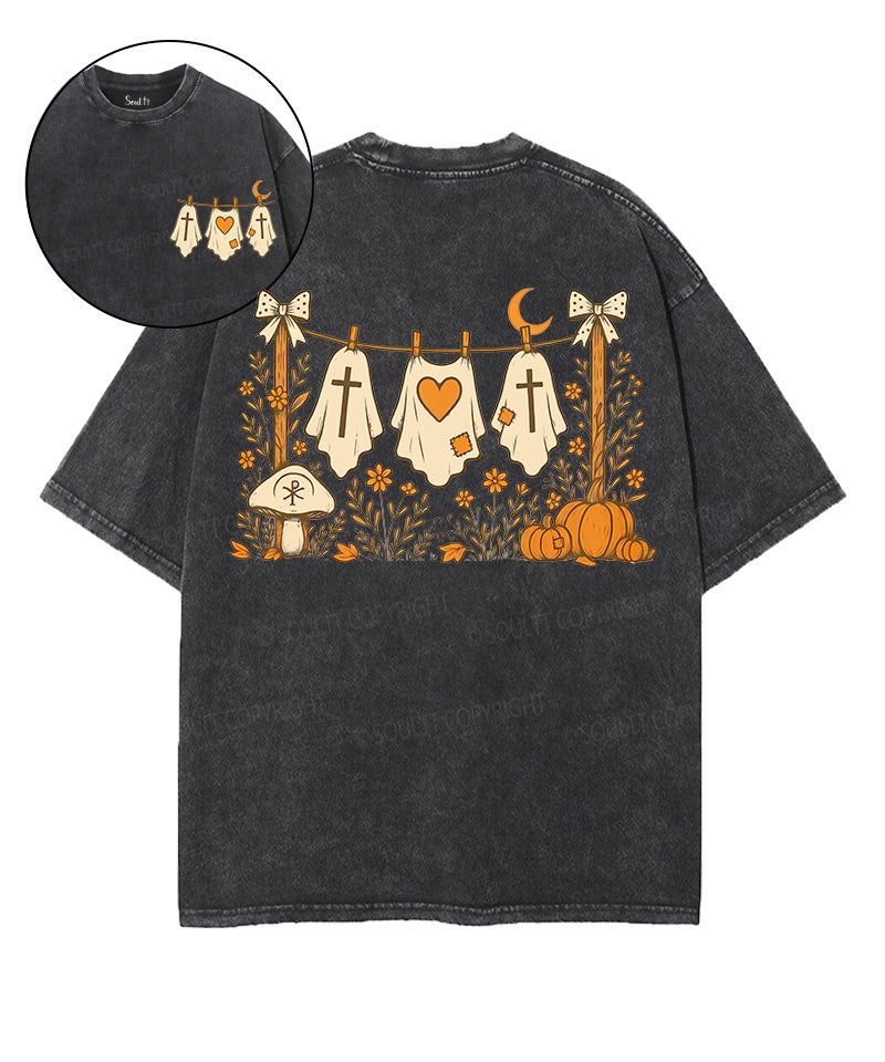 Halloween Ghost Double Sided Unisex Washed Christian T-shirt Hoodie, Sweatshirt | CiraTrend.com (Image 1)