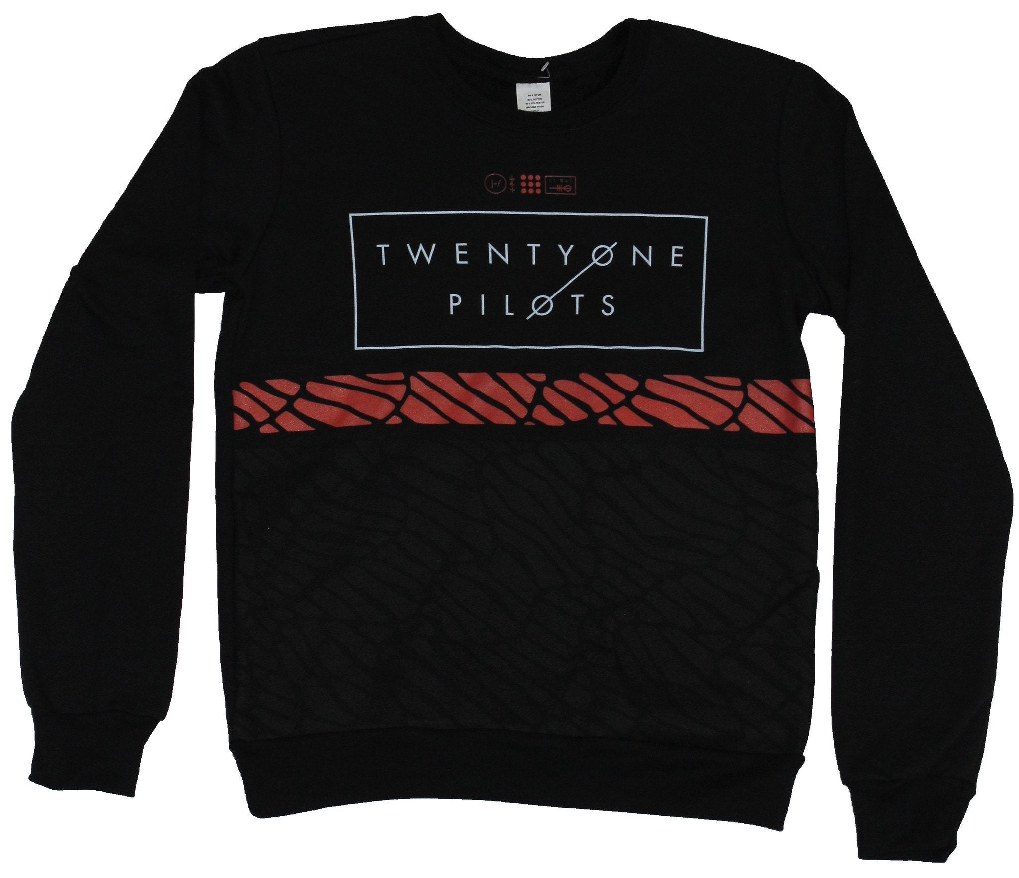 Twenty One Pilots Juniors Girls Light Pullover Sweatshirt - Name Box Over Red Large T-Shirts, Hoodie | CiraTrend.com
