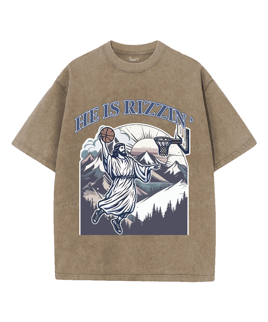 He Is Rizzin' Unisex Washed Christian T-shirt Hoodie, Sweatshirt | CiraTrend.com (Image 5)
