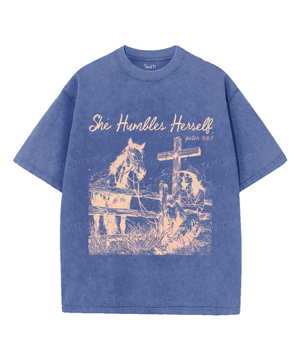 She Humbles Herself Unisex Washed Christian T-shirt Hoodie, Sweatshirt | CiraTrend.com (Image 4)
