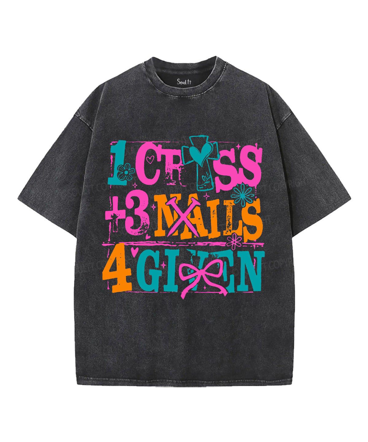 1 Cross + 3 Nails 4Given Unisex Washed Christian T-shirt Hoodie, Sweatshirt | CiraTrend.com (Image 1)