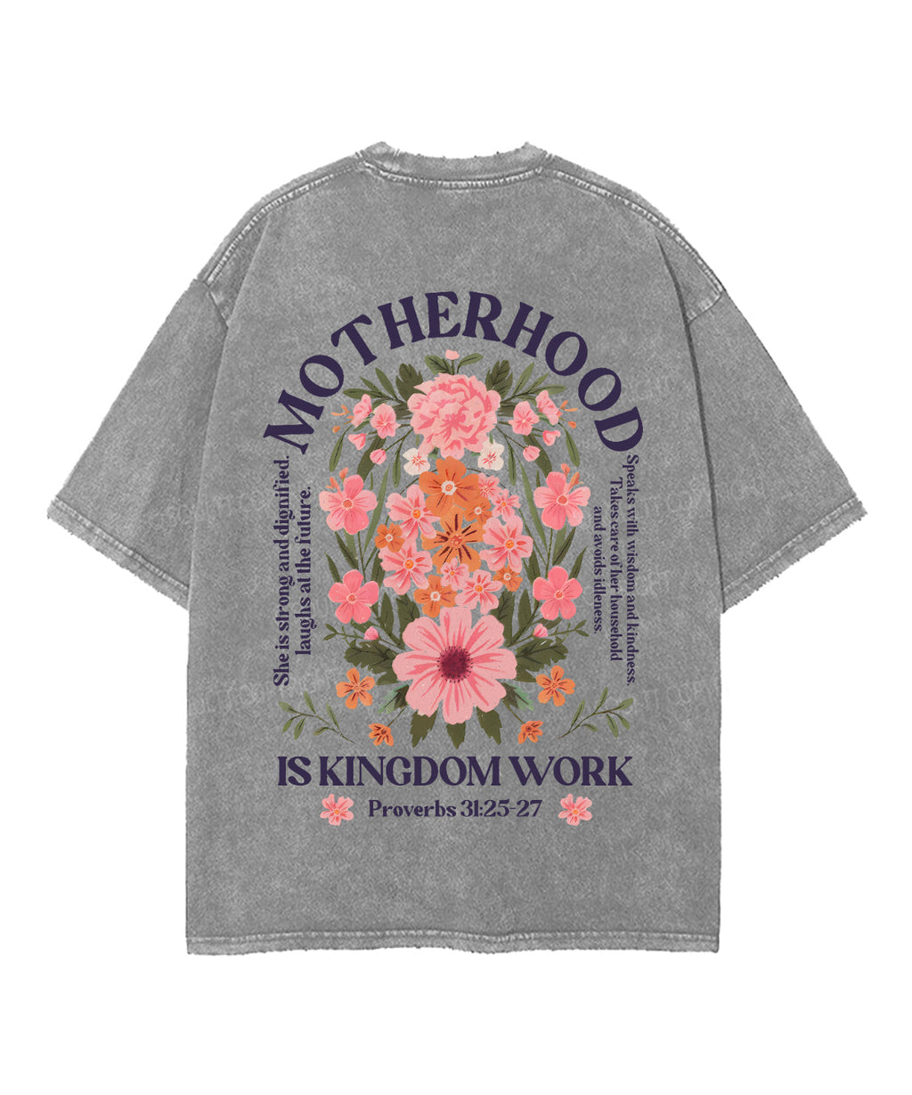 Motherhood Is Kingdom Work Double Sided Unisex Washed Christian T-shirt Style008 Hoodie, Sweatshirt | CiraTrend.com (Image 5)