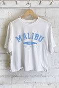 Malibu California Puff Graphic Long Crop Top