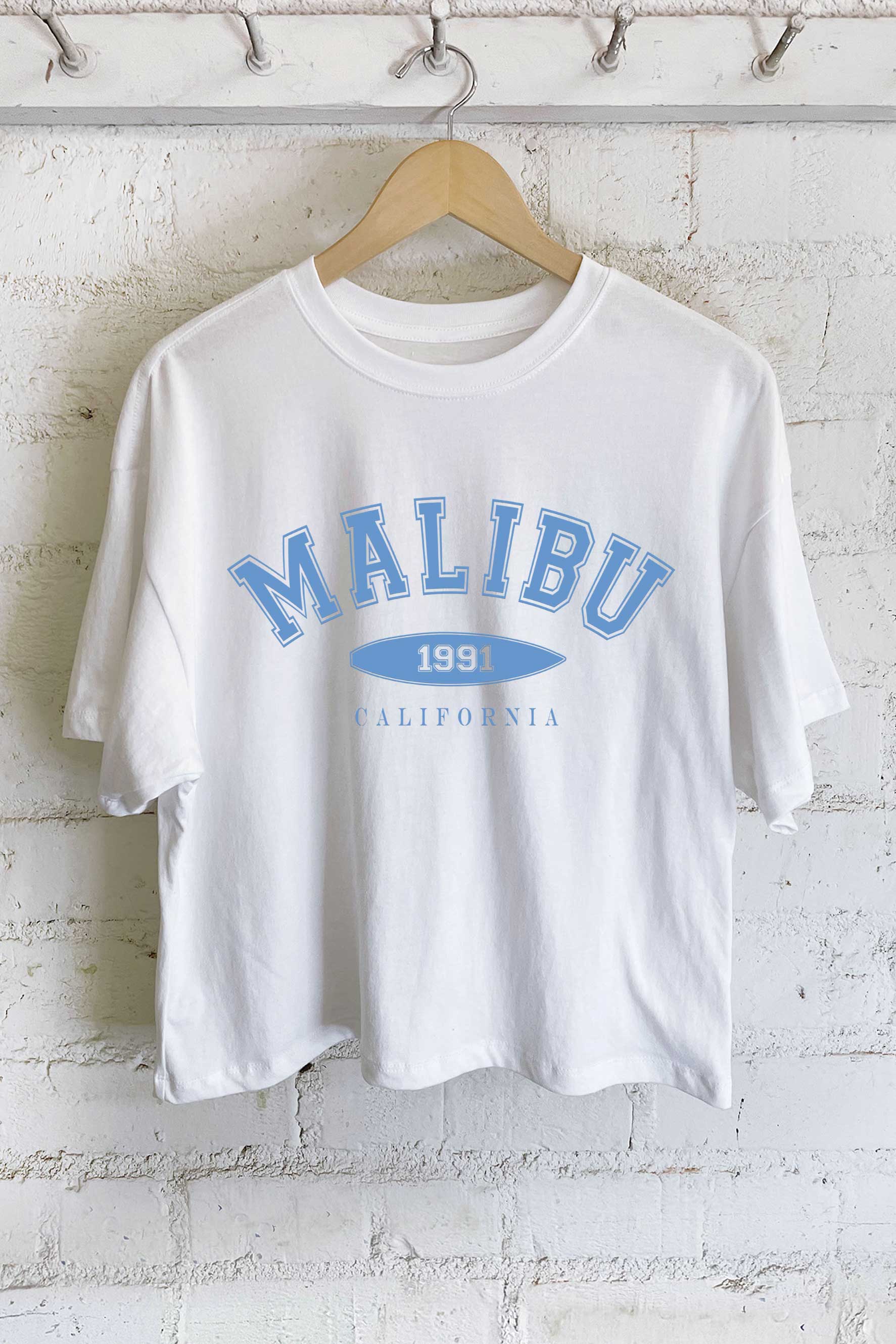 Malibu California Puff Graphic Long Crop Top
