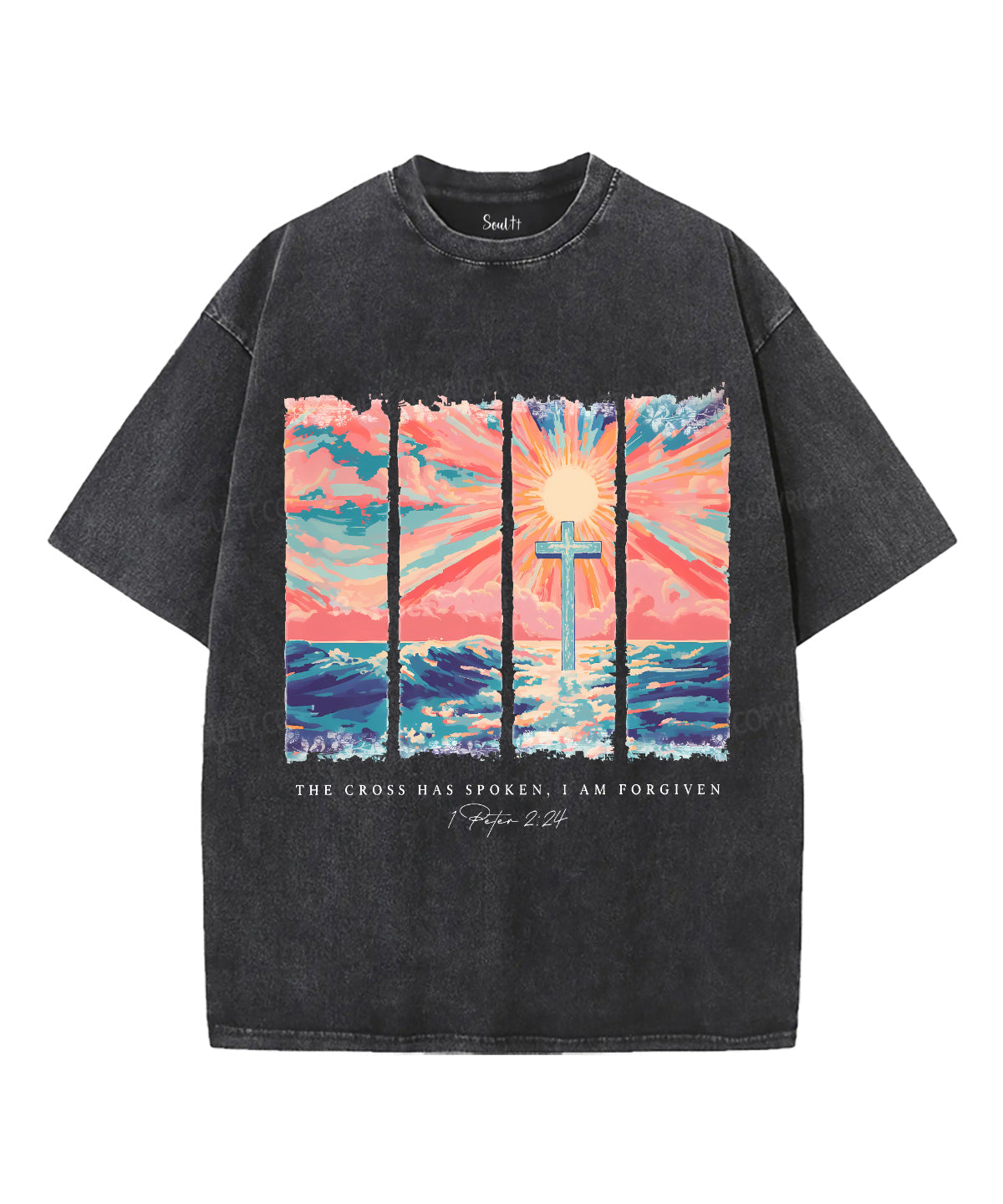 The Cross Has Spoken Unisex Washed Christian T-shirt Hoodie, Sweatshirt | CiraTrend.com (Image 1)