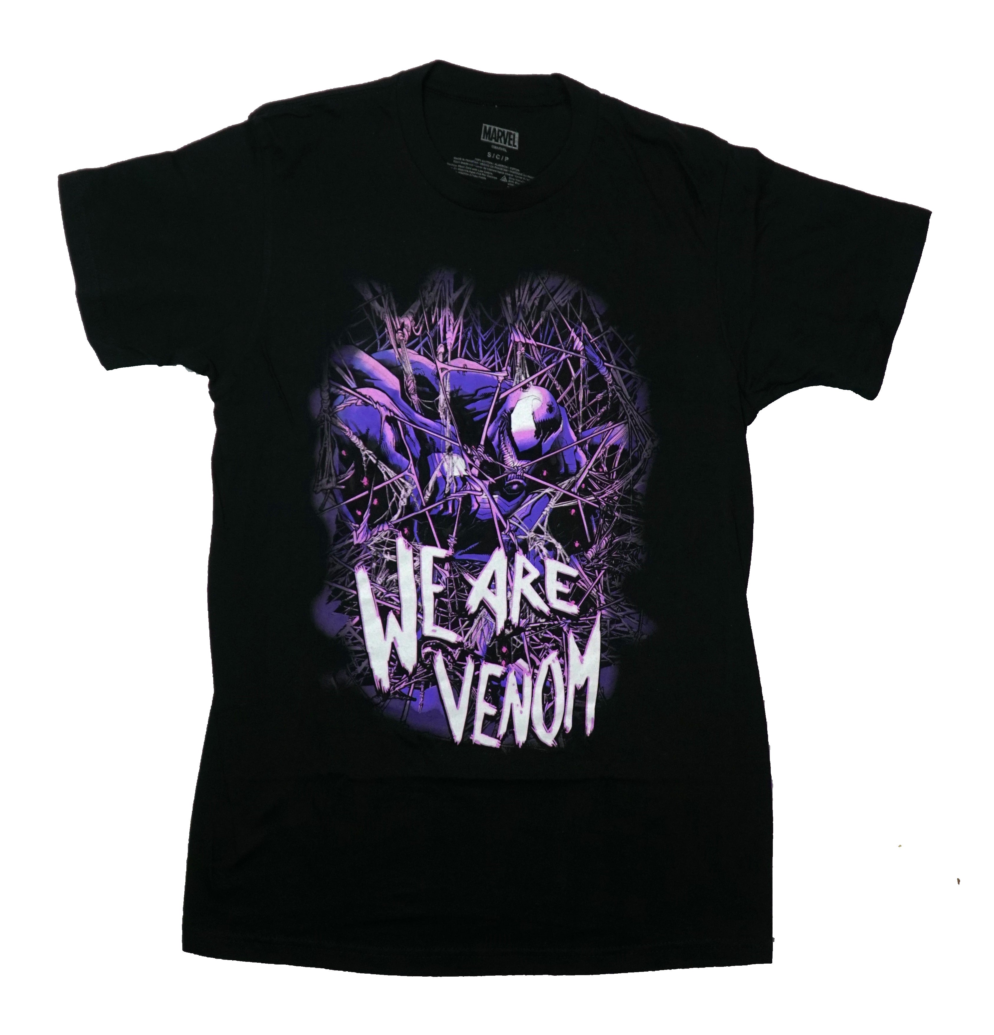 Venom Mens T-Shirt - We Are Venom Purple Tint Dangling In Webs Hoodie, Sweatshirt | CiraTrend.com