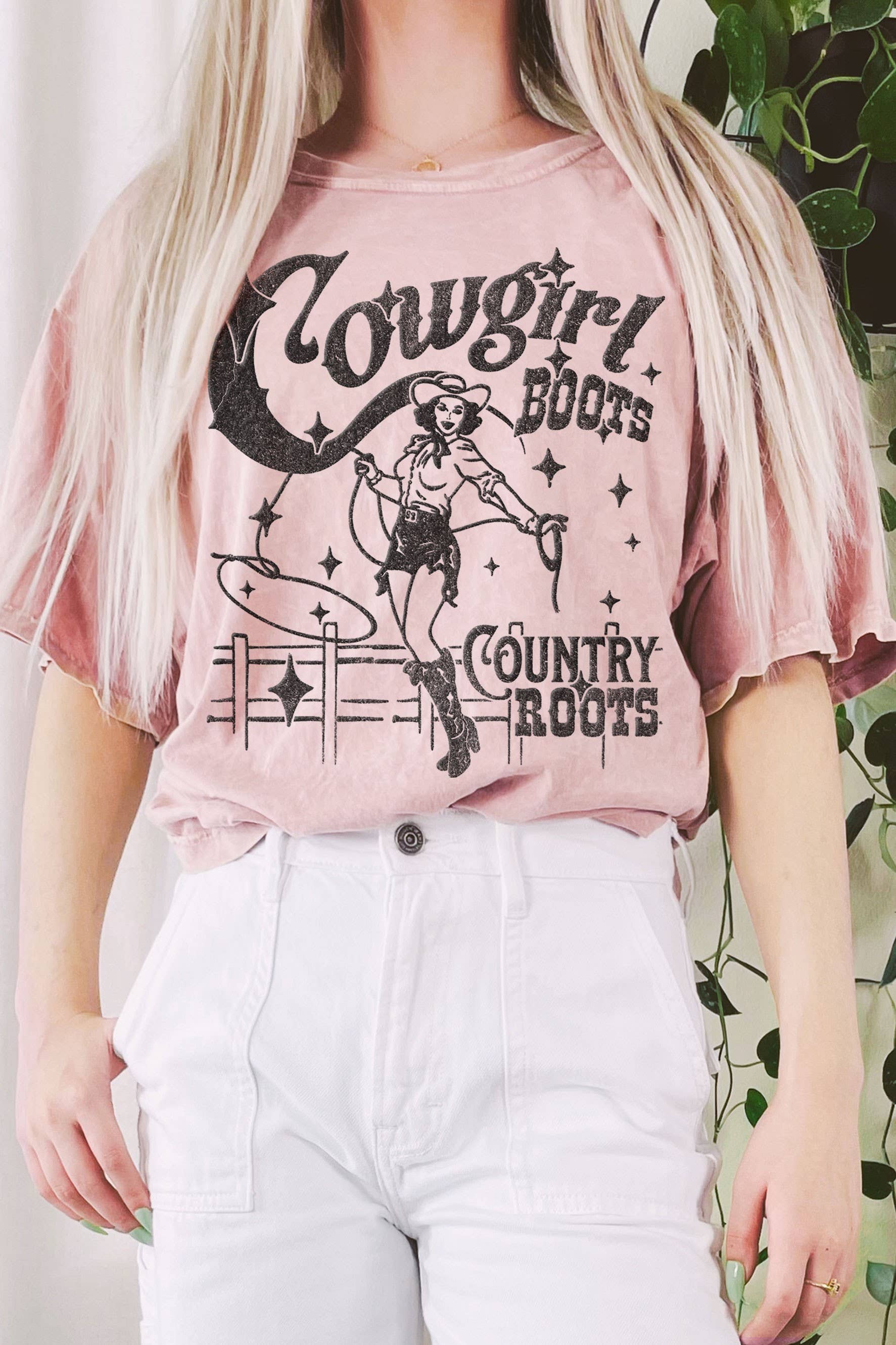 Cowgirl Boots Country Roots Mineral Graphic Long Crop Top