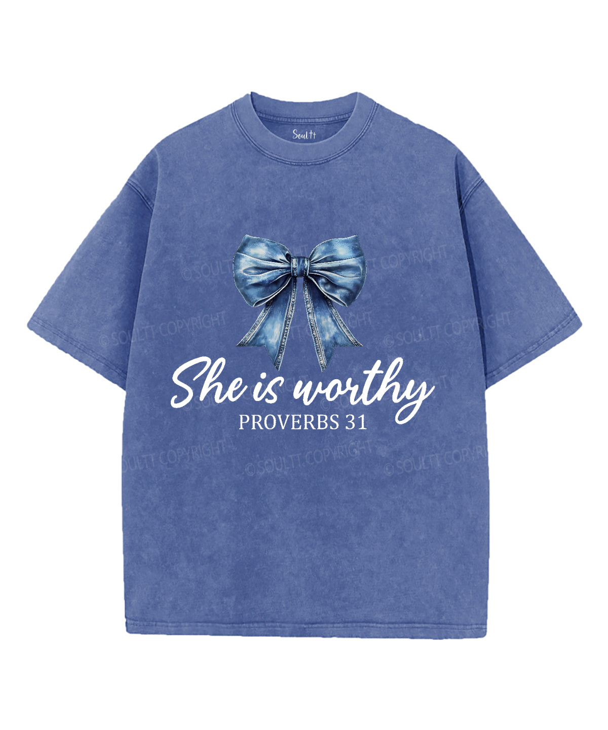 She Is Worthy Unisex Washed Christian T-shirt Hoodie, Sweatshirt | CiraTrend.com (Image 3)