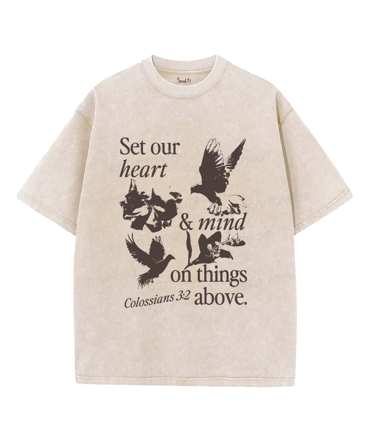 Set Our Heart & Mind On Things Above Washed Christian T-shirt Hoodie, Sweatshirt | CiraTrend.com (Image 1)