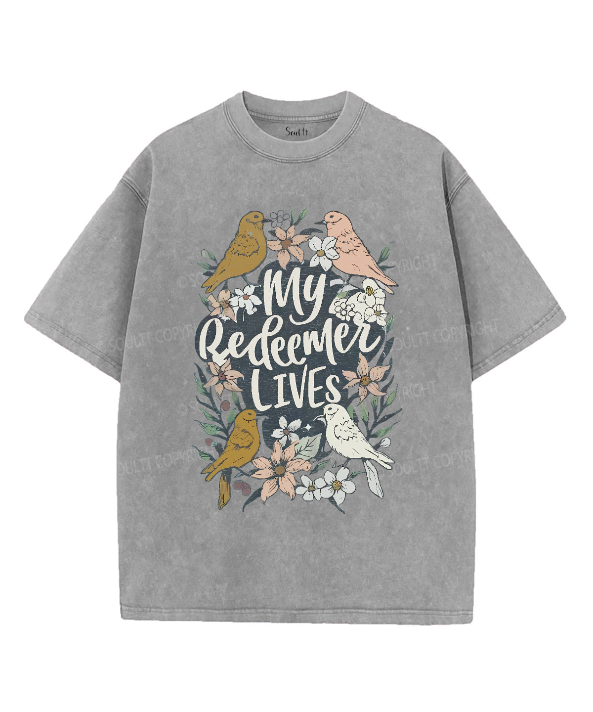 My Redeemer Lives Unisex Washed Christian T-shirt Hoodie, Sweatshirt | CiraTrend.com (Image 3)