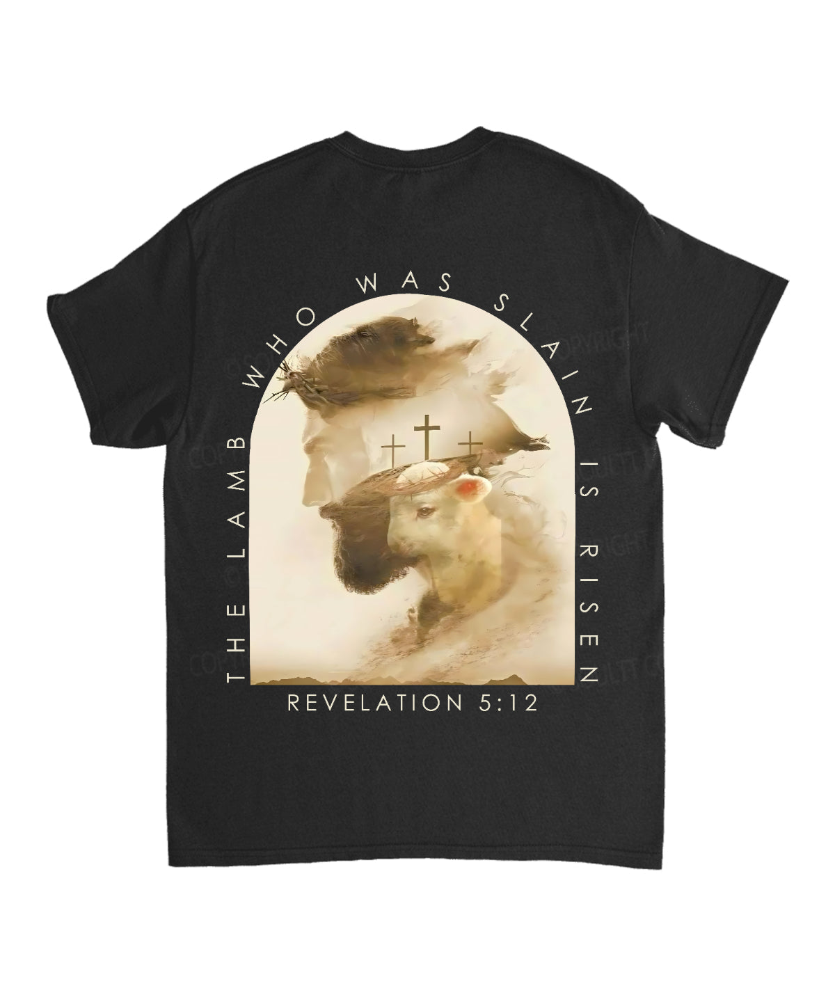 The Lamb Who Was Slain Is Risen Double Sided Unisex Cotton Christian T-Shirt Hoodie, Sweatshirt | CiraTrend.com (Image 5)