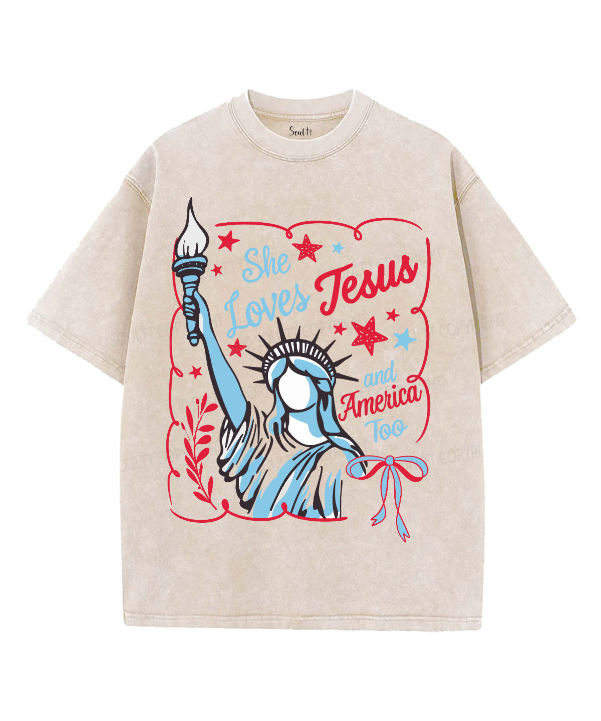 She Loves Jesus And America Unisex Washed Christian T-shirt Style002 Hoodie, Sweatshirt | CiraTrend.com (Image 4)