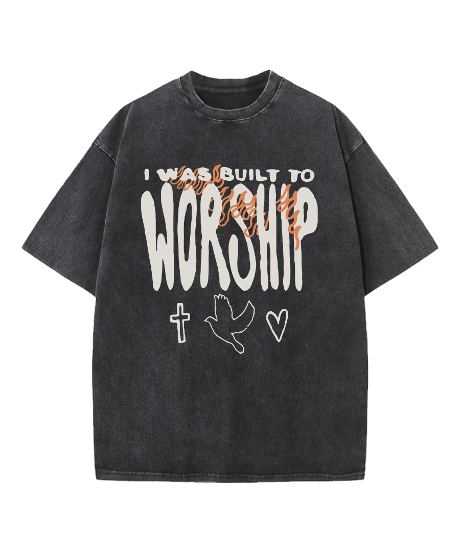 I Was Built To Worship Washed Christian T-shirt Hoodie, Sweatshirt | CiraTrend.com (Image 2)