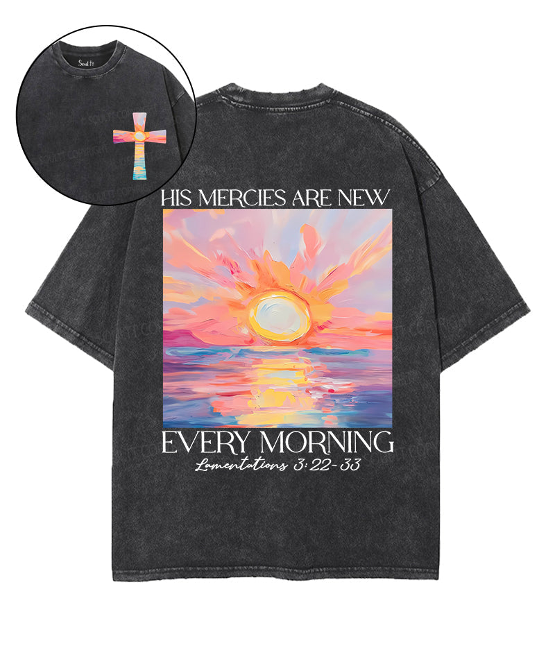 His Mercies Are New Double Sided Unisex Washed Christian T-shirt Style002 Hoodie, Sweatshirt | CiraTrend.com (Image 1)